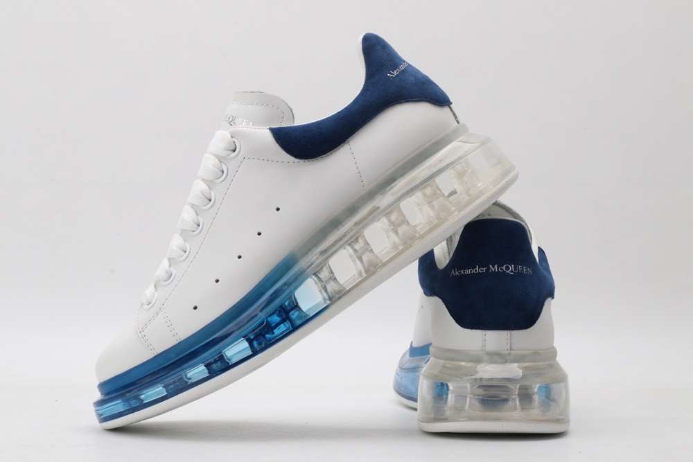 AMQ white oversized sneakers with blue heels