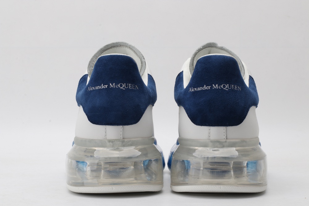 AMQ white oversized sneakers with blue heels