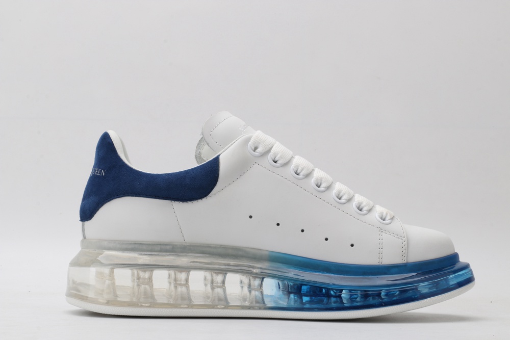 AMQ white oversized sneakers with blue heels