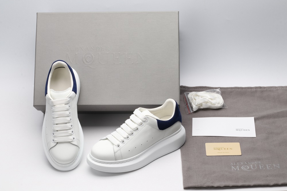 AMQ White & Navy Oversized Sneakers