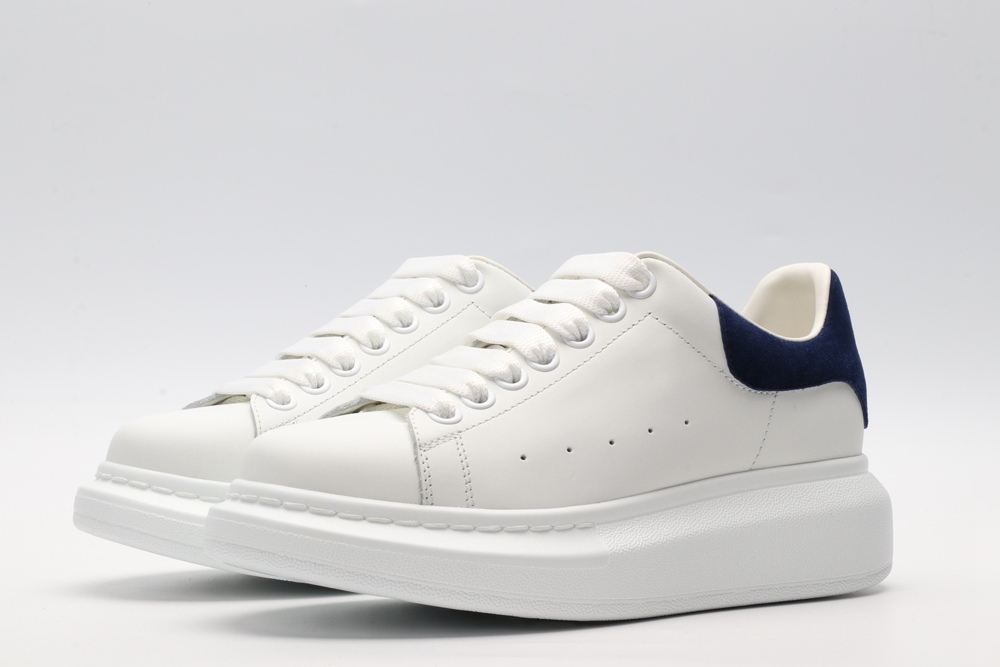 AMQ White & Navy Oversized Sneakers