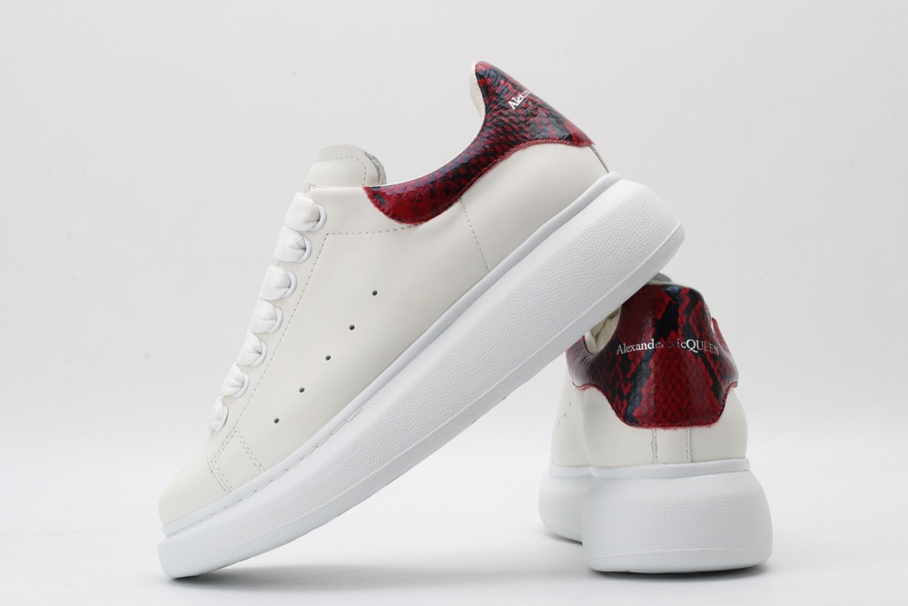 AMQ White & Red Python Oversized Sneakers