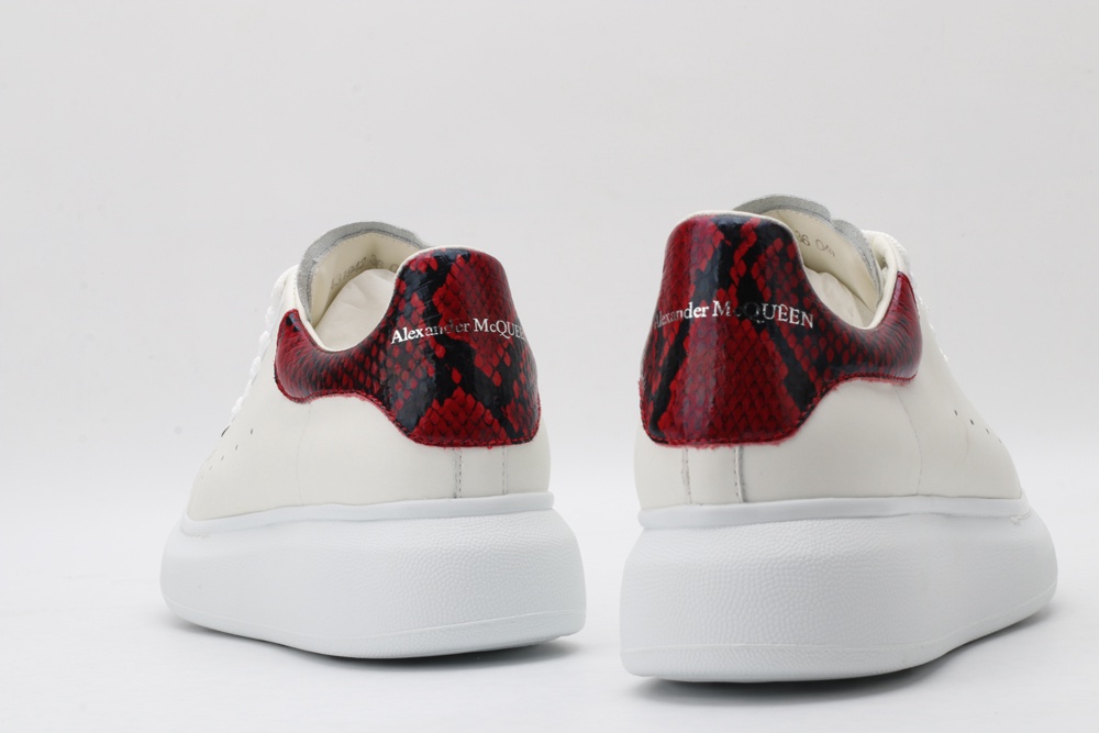 AMQ White & Red Python Oversized Sneakers