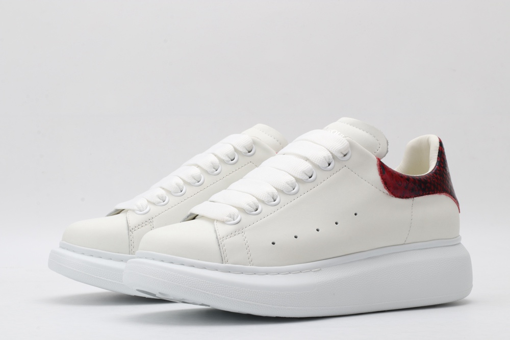 AMQ White & Red Python Oversized Sneakers
