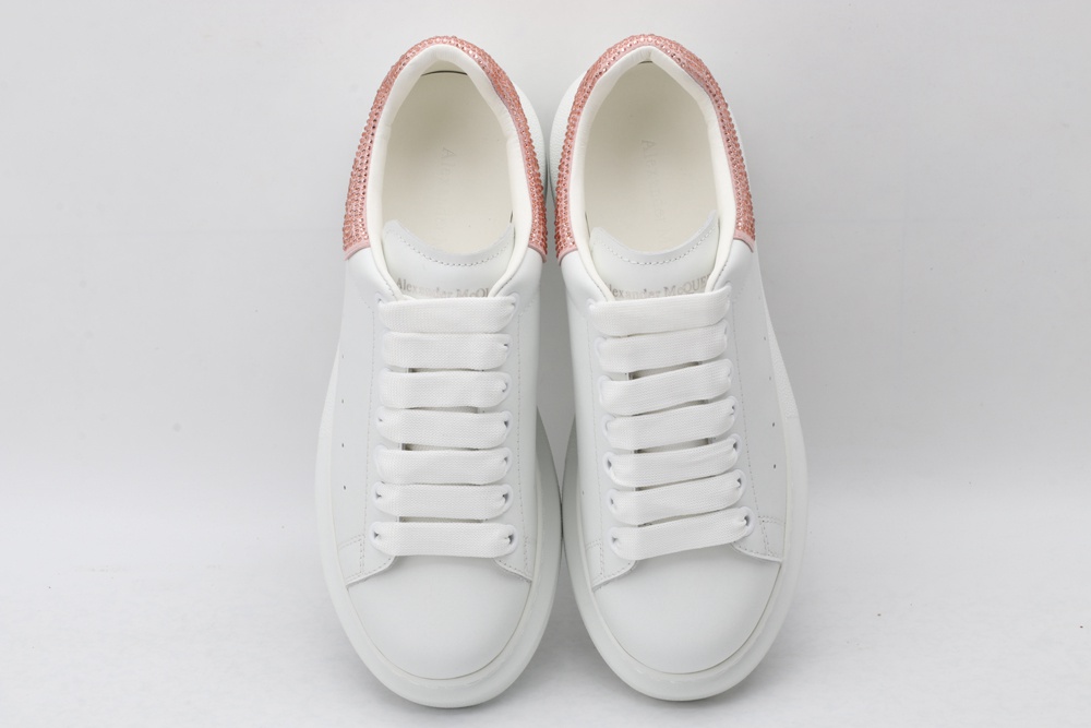 AMQ White & Rose Studded Oversized Sneakers