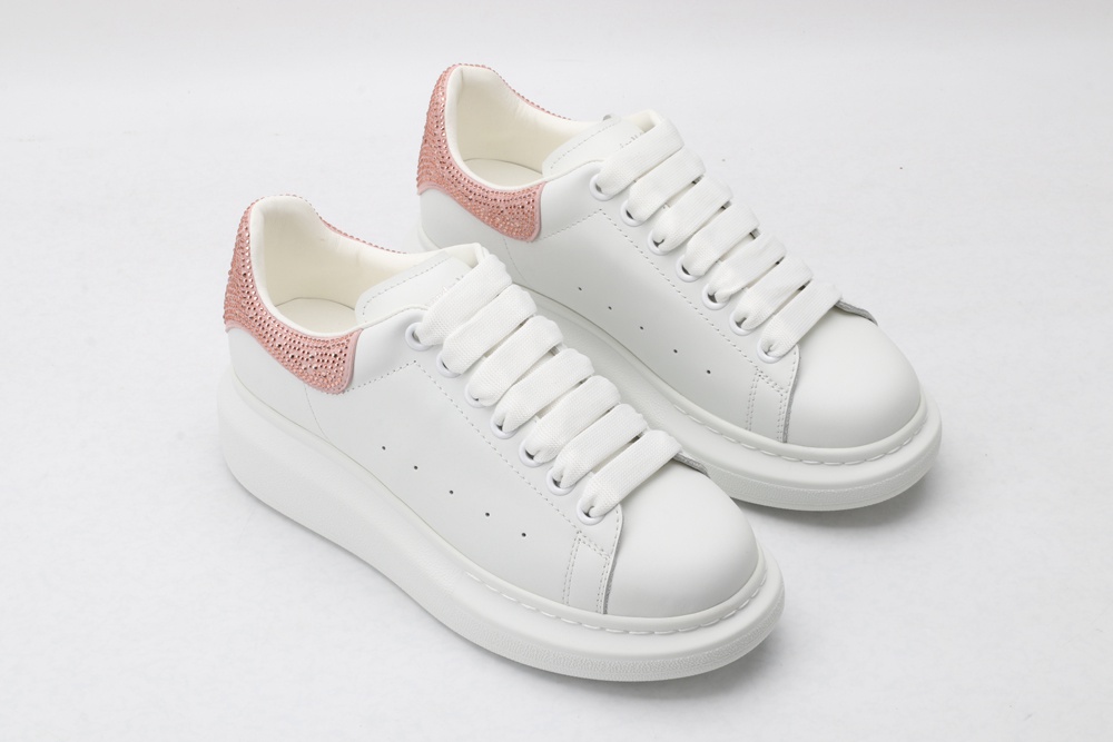 AMQ White & Rose Studded Oversized Sneakers