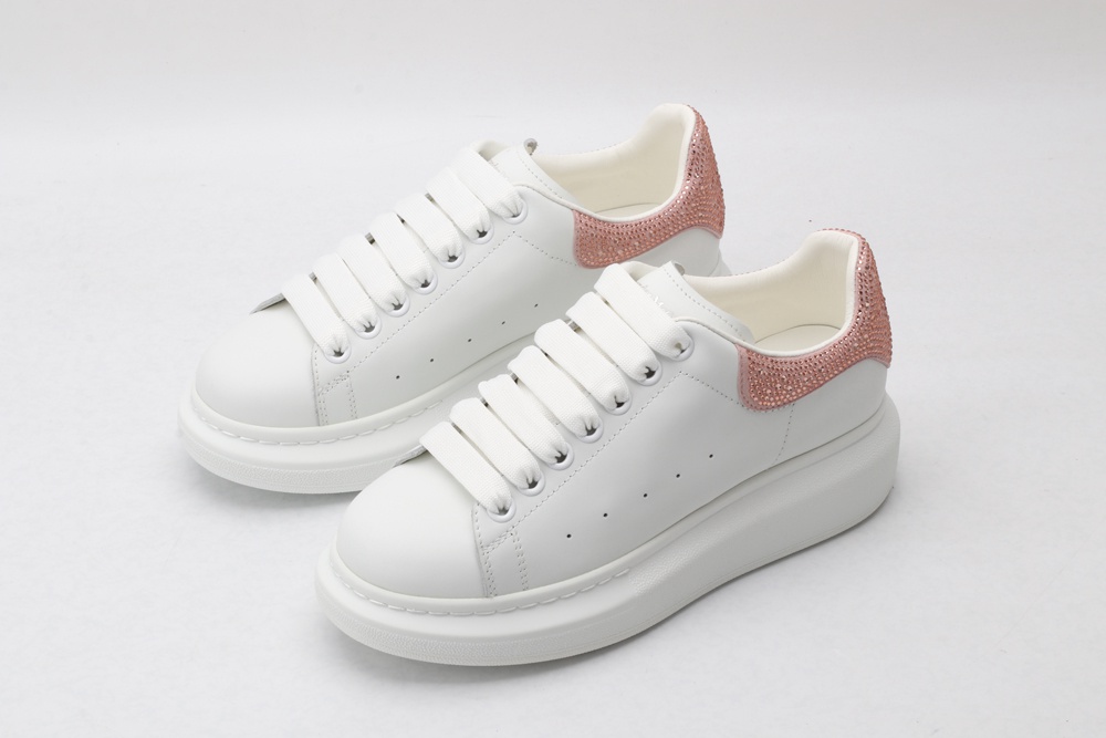 AMQ White & Rose Studded Oversized Sneakers