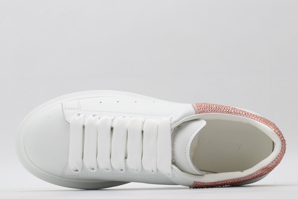 AMQ White & Rose Studded Oversized Sneakers