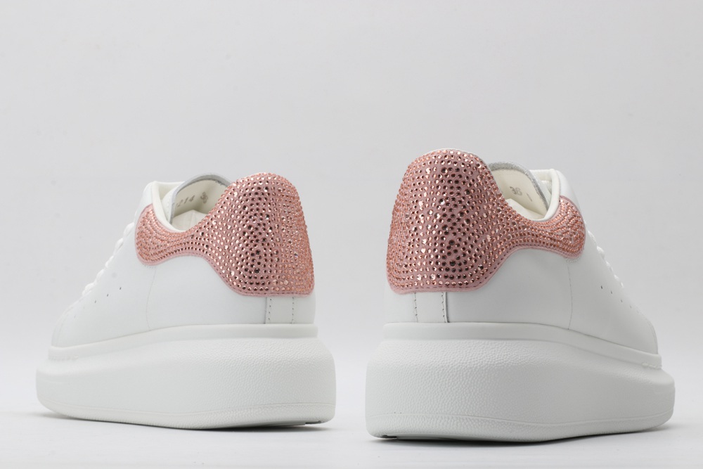AMQ White & Rose Studded Oversized Sneakers