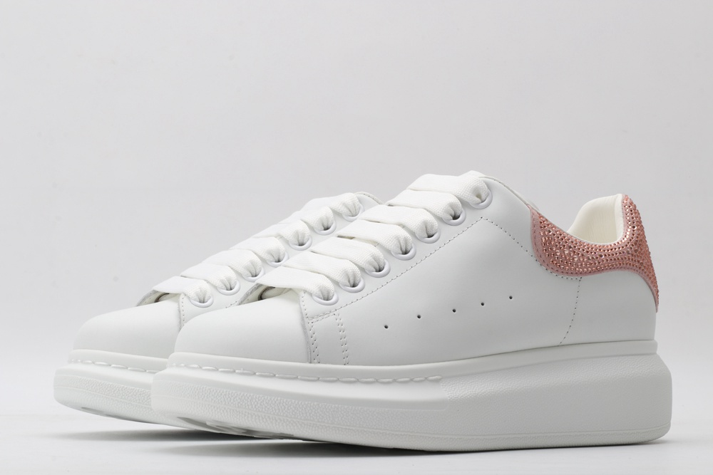 AMQ White & Rose Studded Oversized Sneakers