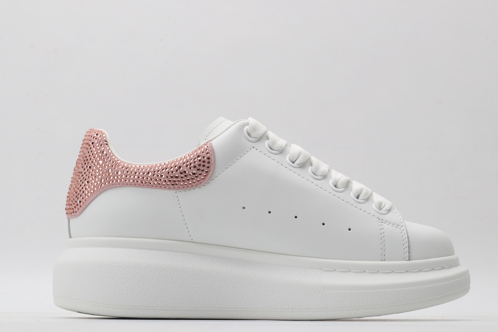AMQ White & Rose Studded Oversized Sneakers