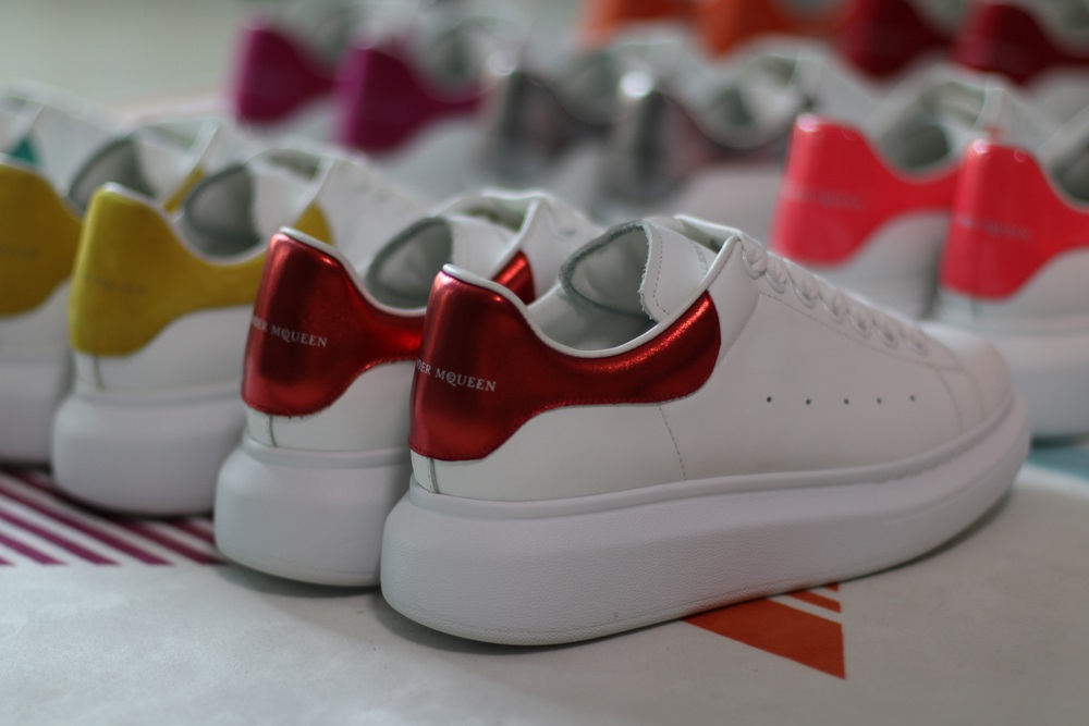 AMQ oversized sneakers with red heel