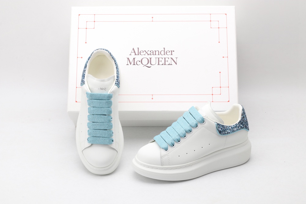 AMQ White & Blue Tiny Dancer Oversized Sneakers