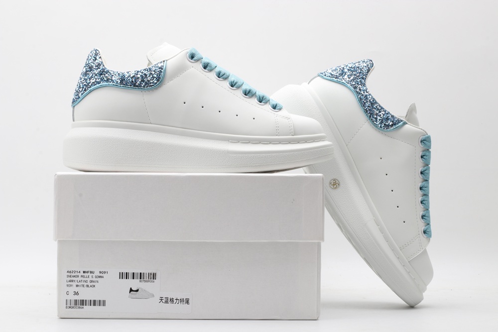 AMQ White & Blue Tiny Dancer Oversized Sneakers