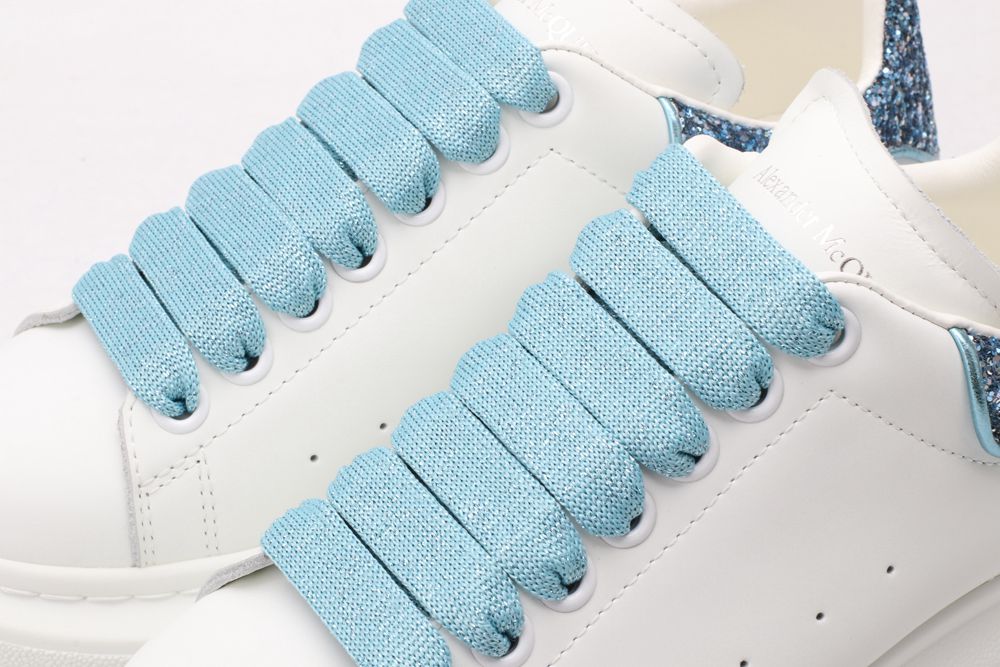 AMQ White & Blue Tiny Dancer Oversized Sneakers