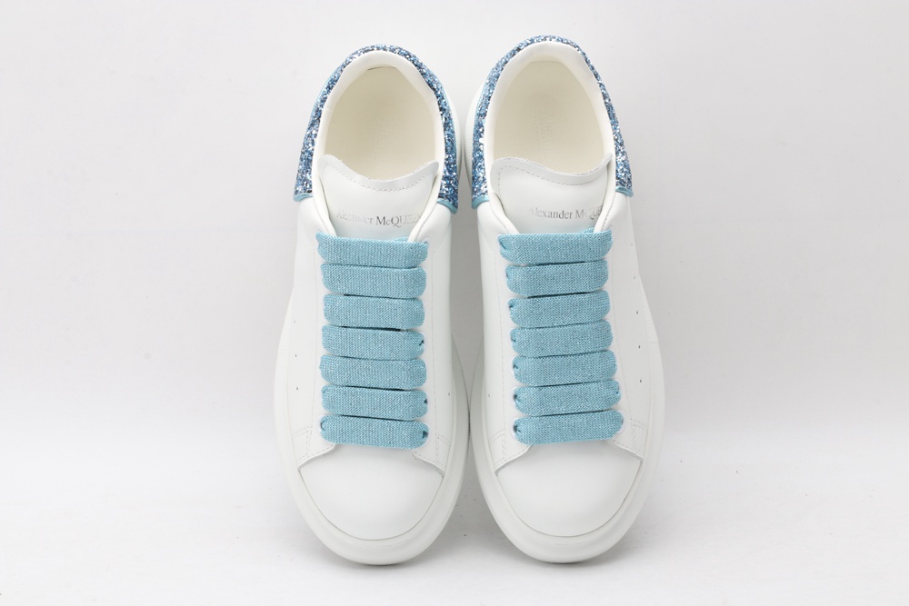 AMQ White & Blue Tiny Dancer Oversized Sneakers