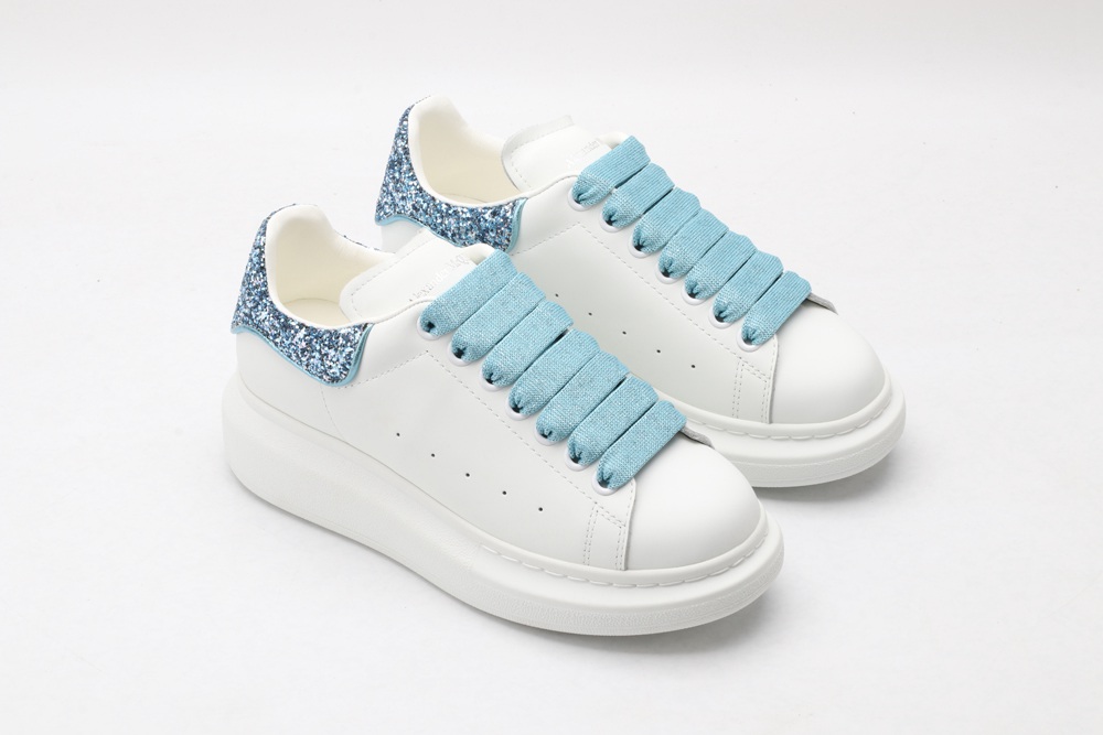 AMQ White & Blue Tiny Dancer Oversized Sneakers