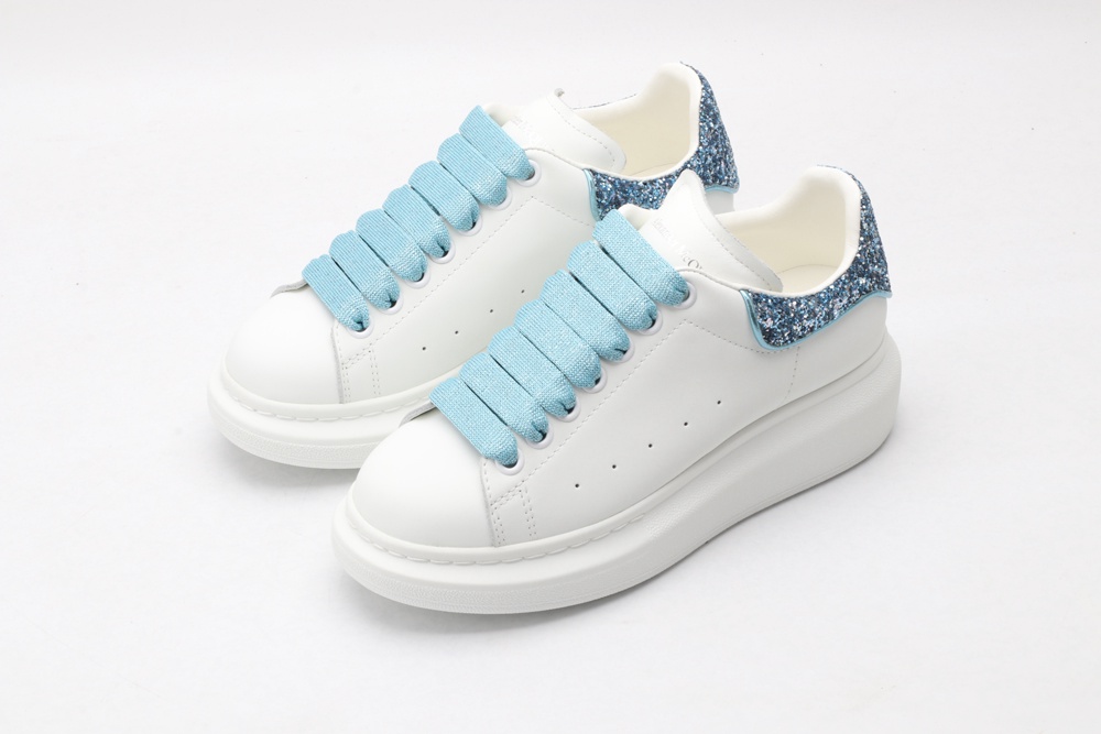 AMQ White & Blue Tiny Dancer Oversized Sneakers