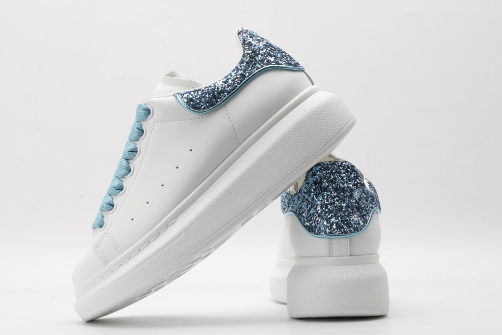 AMQ White & Blue Tiny Dancer Oversized Sneakers