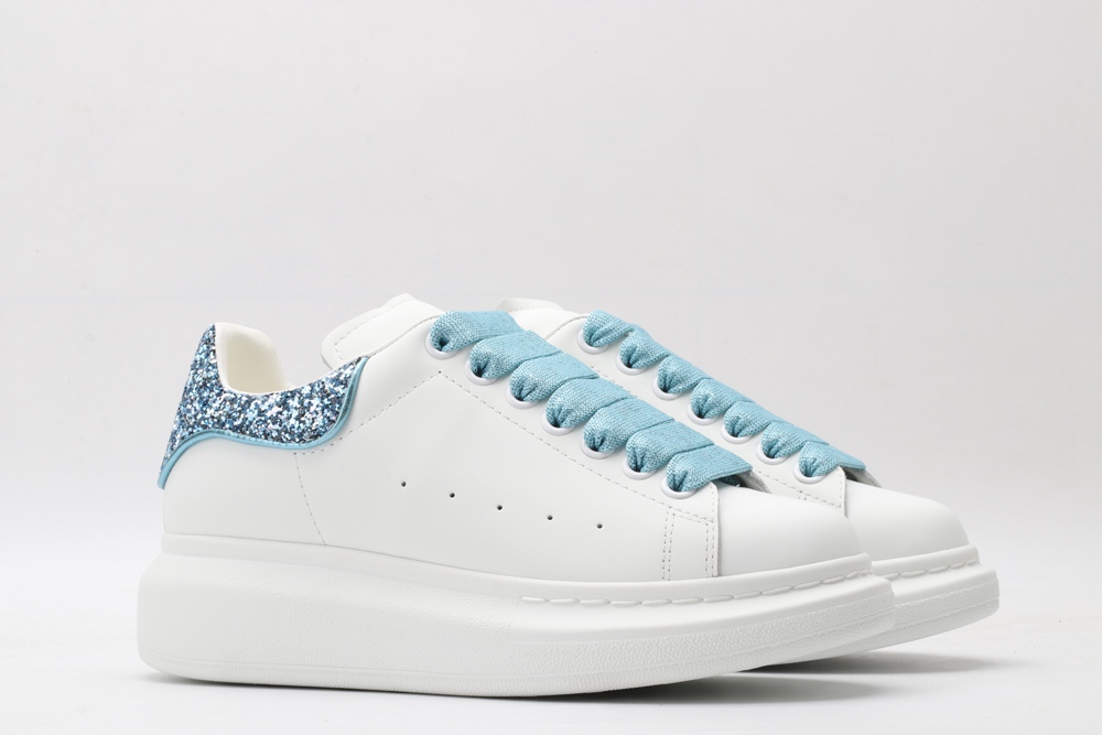 AMQ White & Blue Tiny Dancer Oversized Sneakers