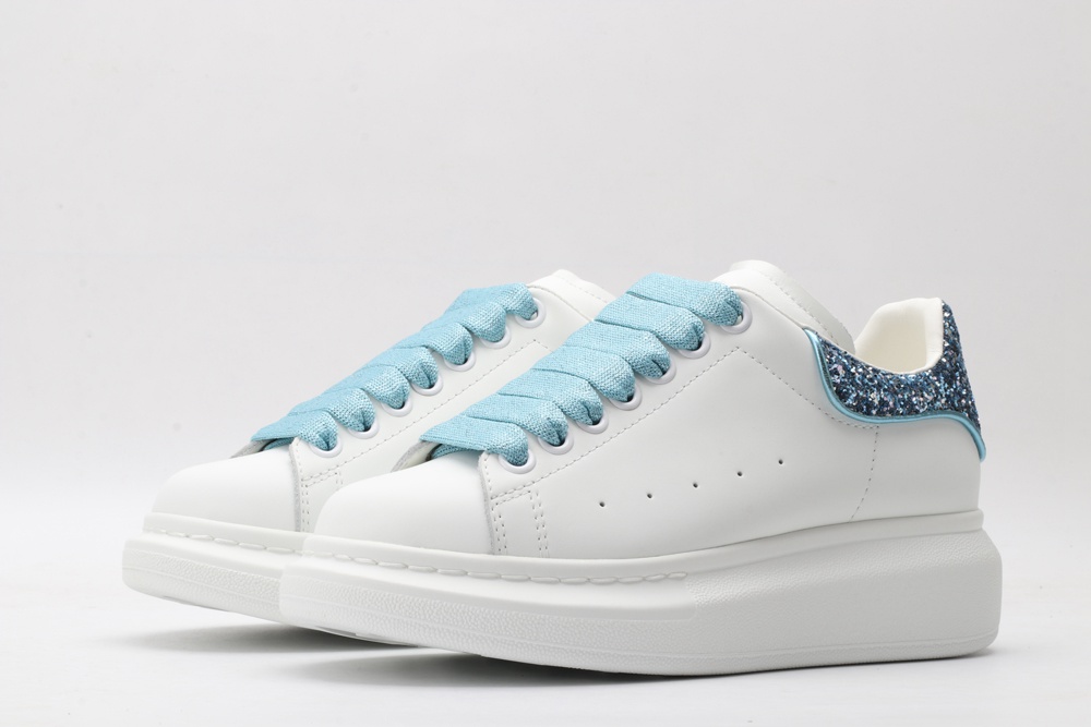 AMQ White & Blue Tiny Dancer Oversized Sneakers