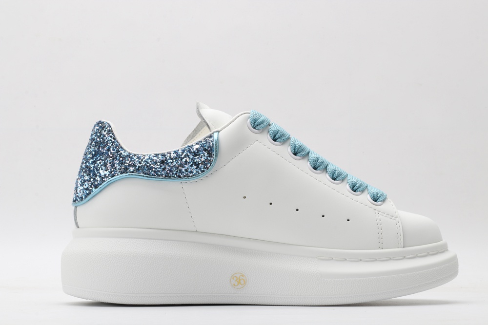AMQ White & Blue Tiny Dancer Oversized Sneakers